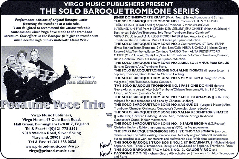 Virgo Music Publishers Trombone Specialists – Solos To Full Band